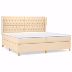 vidaXL Giroletto a Molle con Materasso Crema 200x200 cm in Tessuto - Vista aggiuntiva 2