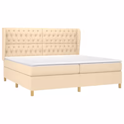 vidaXL Giroletto a Molle con Materasso Crema 200x200 cm in Tessuto - Vista aggiuntiva 3