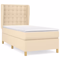 vidaXL Giroletto a Molle con Materasso Crema 90x200 cm inTessuto - Vista aggiuntiva 2