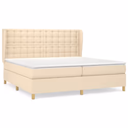 vidaXL Giroletto a Molle con Materasso Crema 200x200 cm in Tessuto - Vista aggiuntiva 2
