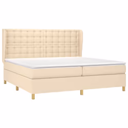 vidaXL Giroletto a Molle con Materasso Crema 200x200 cm in Tessuto - Vista aggiuntiva 3