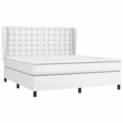 vidaXL Giroletto a Molle con Materasso Bianco 180x200 cm in Similpelle - Vista aggiuntiva 3