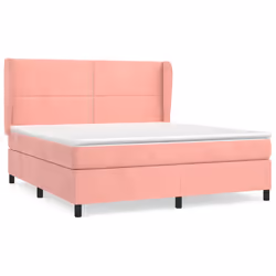 vidaXL Giroletto a Molle con Materasso Rosa 160x200 cm in Velluto - Vista aggiuntiva 2