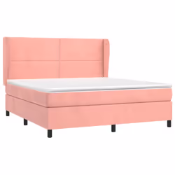 vidaXL Giroletto a Molle con Materasso Rosa 160x200 cm in Velluto - Vista aggiuntiva 3