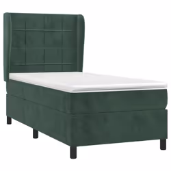 vidaXL Giroletto a Molle con Materasso Verde Scuro 80x200 cm Velluto - Vista aggiuntiva 3