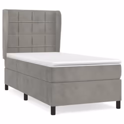 Giroletto a Molle con Materasso Grigio Chiaro 90x190 cm Vellutocod mxl 98292 - Vista aggiuntiva 2