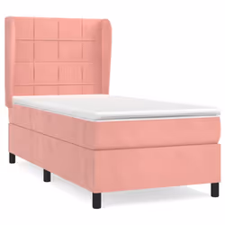 vidaXL Giroletto a Molle con Materasso Rosa 90x190 cm in Velluto - Vista aggiuntiva 2