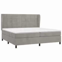 vidaXL Giroletto a Molle con Materasso Grigio Chiaro 200x200cm Velluto - Vista aggiuntiva 3