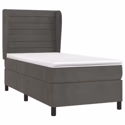 vidaXL Giroletto a Molle con Materasso Grigio Scuro 90x190 cm Velluto - Vista aggiuntiva 3