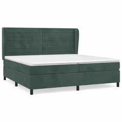 vidaXL Giroletto a Molle con Materasso Verde Scuro 200x200 cm Velluto - Vista aggiuntiva 2