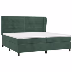 vidaXL Giroletto a Molle con Materasso Verde Scuro 200x200 cm Velluto - Vista aggiuntiva 3