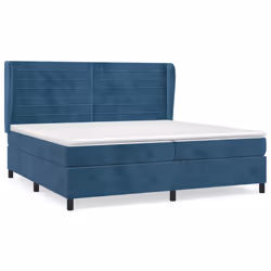 vidaXL Giroletto a Molle con Materasso Blu Scuro 200x200 cm in Velluto - Vista aggiuntiva 2