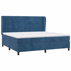 vidaXL Giroletto a Molle con Materasso Blu Scuro 200x200 cm in Velluto - Vista aggiuntiva 3