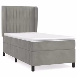 vidaXL Giroletto a Molle con Materasso Grigio Chiaro 80x200 cm Velluto - Vista aggiuntiva 2