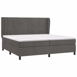 vidaXL Giroletto a Molle con Materasso Grigio Scuro 200x200 cm Velluto - Vista aggiuntiva 3