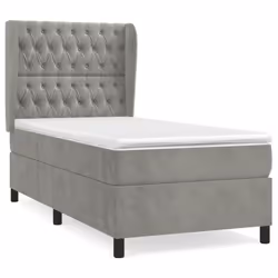vidaXL Giroletto a Molle con Materasso Grigio Chiaro 80x200 cm Velluto - Vista aggiuntiva 2