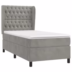 vidaXL Giroletto a Molle con Materasso Grigio Chiaro 80x200 cm Velluto - Vista aggiuntiva 3