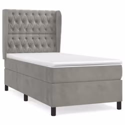 Giroletto a Molle con Materasso Grigio Chiaro 90x190 cm Vellutocod mxl 98327 - Vista aggiuntiva 2