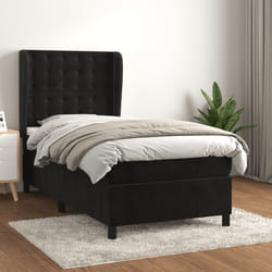 Giroletto a Molle con Materasso Nero 90x190 cm in Vellutocod mxl 98339