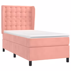 vidaXL Giroletto a Molle con Materasso Rosa 90x190 cm in Velluto - Vista aggiuntiva 3