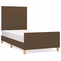 vidaXL Giroletto senza Materasso Marrone Scuro 90x200 cm Tessuto - Vista aggiuntiva 2