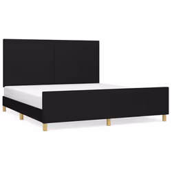 vidaXL Giroletto senza Materasso Nero 160x200 cm in Tessuto - Vista aggiuntiva 2