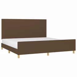 vidaXL Giroletto senza Materasso Marrone Scuro 200x200 cm in Tessuto - Vista aggiuntiva 3