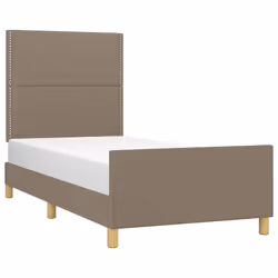 vidaXL Giroletto senza Materasso Tortora 90x190 cm Tessuto - Vista aggiuntiva 3