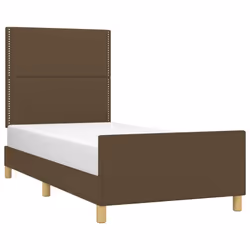 vidaXL Giroletto senza Materasso Marrone Scuro 90x200 cm Tessuto - Vista aggiuntiva 3