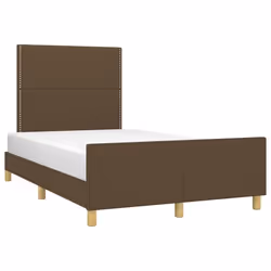 vidaXL Giroletto senza Materasso Marrone Scuro 120x200 cm Tessuto - Vista aggiuntiva 3