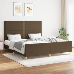 vidaXL Giroletto senza Materasso Marrone Scuro 160x200 cm Tessuto