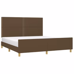 vidaXL Giroletto senza Materasso Marrone Scuro 160x200 cm Tessuto - Vista aggiuntiva 3