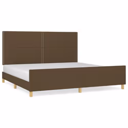vidaXL Giroletto senza Materasso Marrone Scuro 200x200 cm in Tessuto - Vista aggiuntiva 2