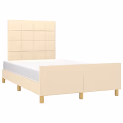 vidaXL Giroletto senza Materasso Crema 120x200 cm Tessuto - Vista aggiuntiva 3