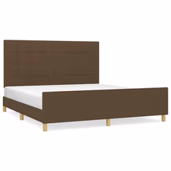 vidaXL Giroletto senza Materasso Marrone Scuro 160x200 cm Tessuto - Vista aggiuntiva 2