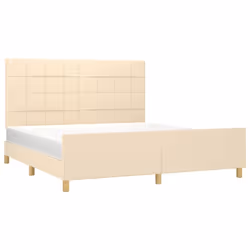 vidaXL Giroletto senza Materasso Crema 160x200 cm in Tessuto - Vista aggiuntiva 3