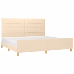 vidaXL Giroletto senza Materasso Crema 200x200 cm in Tessuto - Vista aggiuntiva 3
