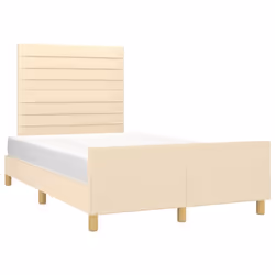 vidaXL Giroletto senza Materasso Crema 120x200 cm Tessuto - Vista aggiuntiva 3