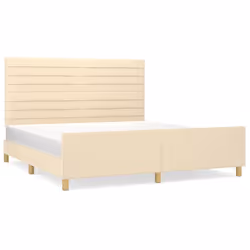 vidaXL Giroletto senza Materasso Crema 160x200 cm in Tessuto - Vista aggiuntiva 2