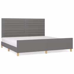 vidaXL Giroletto senza Materasso Grigio Scuro 200x200 cm Tessuto - Vista aggiuntiva 2
