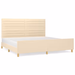 vidaXL Giroletto senza Materasso Crema 200x200 cm in Tessuto - Vista aggiuntiva 2