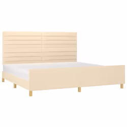 vidaXL Giroletto senza Materasso Crema 200x200 cm in Tessuto - Vista aggiuntiva 3