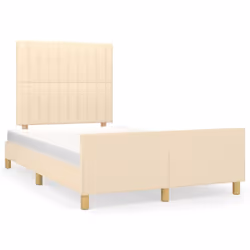 vidaXL Giroletto senza Materasso Crema 120x200 cm Tessuto - Vista aggiuntiva 2