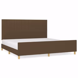 vidaXL Giroletto senza Materasso Marrone Scuro 200x200 cm in Tessuto - Vista aggiuntiva 2