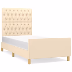 vidaXL Giroletto senza Materasso Crema 90x200 cm in Tessuto - Vista aggiuntiva 2