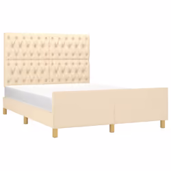 vidaXL Giroletto senza Materasso Crema 140x200 cm in Tessuto - Vista aggiuntiva 3