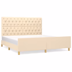 vidaXL Giroletto senza Materasso Crema 160x200 cm in Tessuto - Vista aggiuntiva 2