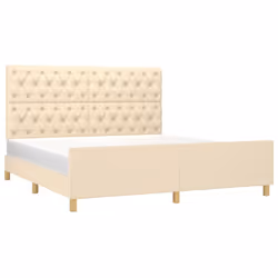 vidaXL Giroletto senza Materasso Crema 160x200 cm in Tessuto - Vista aggiuntiva 3