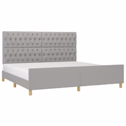 vidaXL Giroletto con Testiera Grigio Chiaro 200x200 cm in Tessuto - Vista aggiuntiva 3