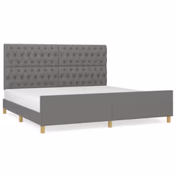 vidaXL Giroletto con Testiera Grigio Scuro 200x200 cm in Tessuto - Vista aggiuntiva 2